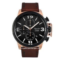 Alexandre Christie AC 6280 MC Brown Rosegold Leather Strap