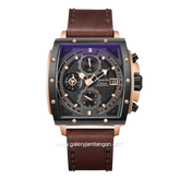Alexandre Christie AC 6376 MC Chronograph Brown Rosegold Ring Black Leather Strap