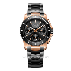 Alexandre Christie AC 6455 BF Black Rosegold Chronograph Stainless Steel Strap