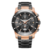 Alexandre Christie AC 6455 MC Black Rosegold Chronograph Stainless Steel Strap