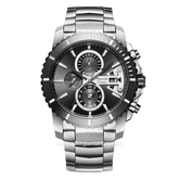 Alexandre Christie AC 6455 MC Silver Dial Black Chronograph Stainless Steel Strap