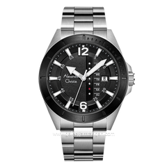 Alexandre Christie AC 6535 ME Silver Ring Black Dial Black Stainless Steel