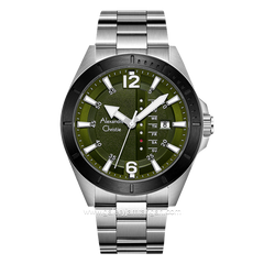 Alexandre Christie AC 6535 ME Silver Ring Black Dial Green Stainless Steel