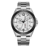 Alexandre Christie AC 6535 ME BTBSL Silver Ring Black Dial White Stainless Steel