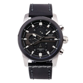 Alexandre Christie AC 6562 MC Black Silver Leather Strap