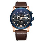 Alexandre Christie Chronograph AC 6562 MC Brown Ring Blue Leather Strap