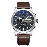 Alexandre Christie Chronograph AC 6562 MC Brown Silver Leather Strap