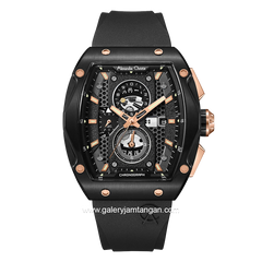 Alexandre Christie AC 6608 MC Black Crown Rosegold Rubber Strap