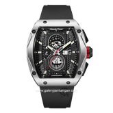 Alexandre Christie AC 6608 MC Black Silver Rubber Strap