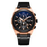 Alexandre Christie AC 6655 MC Black Rosegold Chronograph Stainless Steel + Free Strap Cadangan