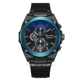 Alexandre Christie AC 6655 MC Black Ring Blue Chronograph Stainless Steel + Free Strap Cadangan