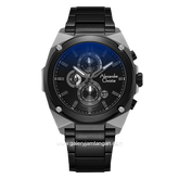 Alexandre Christie AC 6655 MC Black Silver Chronograph Stainless Steel + Free Strap Cadangan