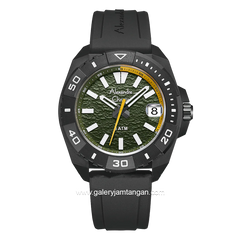 Alexandre Christie AC 6684 MD Black Dial Green Rubber Strap