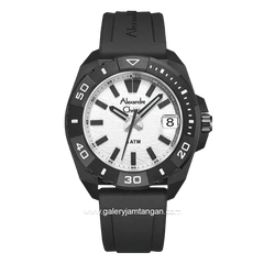 Alexandre Christie AC 6684 MD Black Dial White Rubber Strap