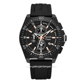 Alexandre Christie AC 6689 MC Chronograph Black Hour Marker Rosegold Rubber Strap