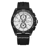 Alexandre Christie AC 6689 MC Chronograph Black Hour Marker White Rubber Strap