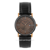Alexandre Christie Classic AC 8344 LDLBRBO Ladies Black Rosegold Dial Brown Sunray Leather Strap