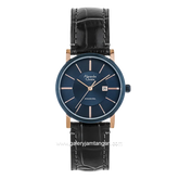 Alexandre Christie Classic AC 8344 LDLURBU Ladies Black Dial Blue Leather Strap
