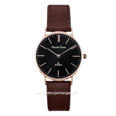 Alexandre Christie AC 8490 LHLRGBA Brown Rosegold Dial Black Leather Strap
