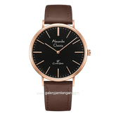 Alexandre Christie AC 8490 MHLRGBA Brown Rosegold Dial Black Leather Strap