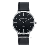 Alexandre Christie AC 8490 MHLSSBA Black Silver Dial Black Leather Strap