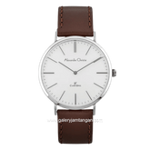 Alexandre Christie AC 8490 MH LSSSL Brown Silver Dial White Leather Strap