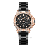 Alexandre Christie Collection AC 9205 BF Black Rosegold Dial Black Stainless Steel Strap