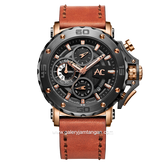 Alexandre Christie AC 9205 MCLBRBA Brown Rosegold Chronograph Collection Leather Strap