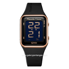 Alexandre Christie AC 9361 LH Black Rosegold Rubber Strap