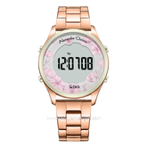 Alexandre Christie AC 9363 LH Rosegold Dial Green Digital Flower Stainless Steel