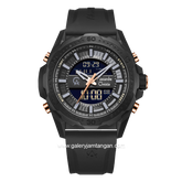 Alexandre Christie AC 9370 MH Black Crown Rosegold Rubber Strap
