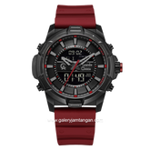 Alexandre Christie Digital AC 9375 MH Men Digital Analog Red Dial Black Rubber Strap