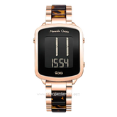 Alexandre Christie AC 9381 LH Rosegold Black Stainless Steel Free Leather Strap