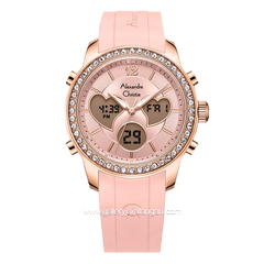 Alexandre Christie AC 9399 LH Pink Rosegold Rubber Strap