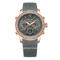 Alexandre Christie AC 9399 LH Grey Rosegold Rubber Strap