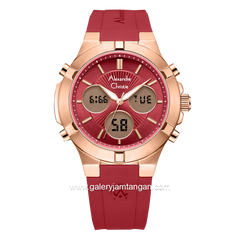 Alexandre Christie AC 9400 LH Red Rosegold Rubber Strap