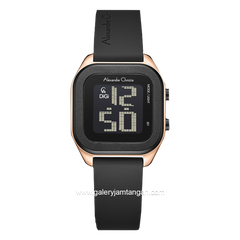Alexandre Christie AC 9496 LH Black Rosegold Rubber Strap
