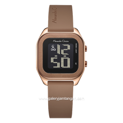 Alexandre Christie AC 9496 LH Brown Rosegold Rubber Strap