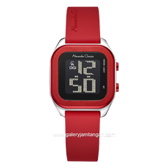 Alexandre Christie AC 9496 LH Red Silver Rubber Strap