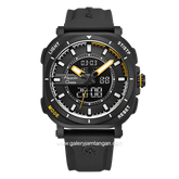 Alexandre Christie AC 9501 MH Digital Analog Black Yellow Rubber Strap