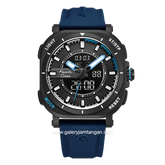 Alexandre Christie AC 9501 MH Digital Analog Blue Black Rubber Strap