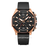 Alexandre Christie AC 9601 GC Black Rosegold Rubber Strap
