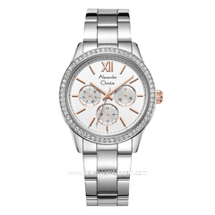 Alexandre Christie AC 2A46 BF Silver Dial White Multifunction Stainless Steel Strap