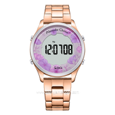 Alexandre Christie AC 9363 LH Rosegold Dial Purple Flower Digital Stainless Steel