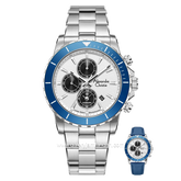 Alexandre Christie AC 6141 MC Limited Edition Anniv 25Thn Silver Dial White Ring Blue