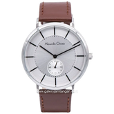 Alexandre Christie ACF8493 MSLSSSL Brown Dial White Leather Strap