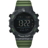 Alexandre Christie AC 9388 MH Army Black Digital Rubber Strap