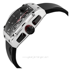 Alexandre Christie AC 6608 MC Black Silver Rubber Strap