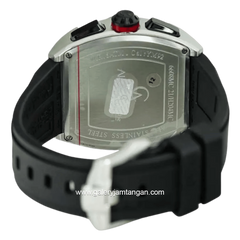 Alexandre Christie AC 6608 MC Black Silver Rubber Strap