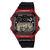 Casio AE-1300WH-4AVDF Black Red Digital Resin Strap
